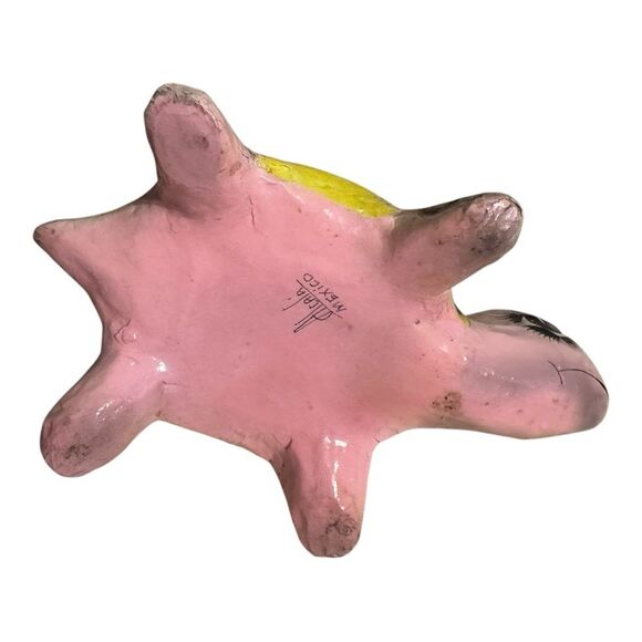 Vintage paper mache folk art turtle with floral accents. Signed. Unique decor - Picture 7 of 16